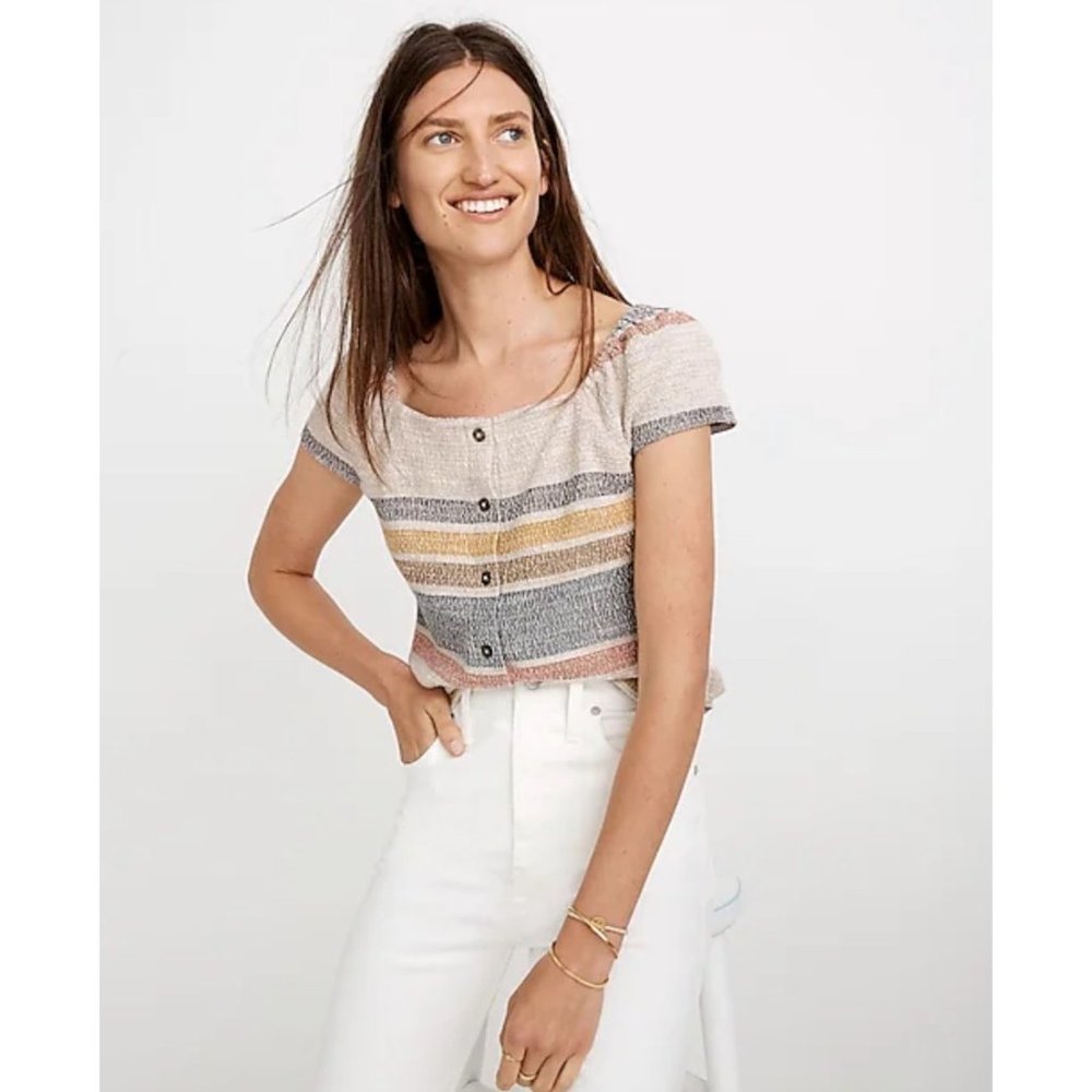 ✨Madewell Short Sleeve Color Block Blouse